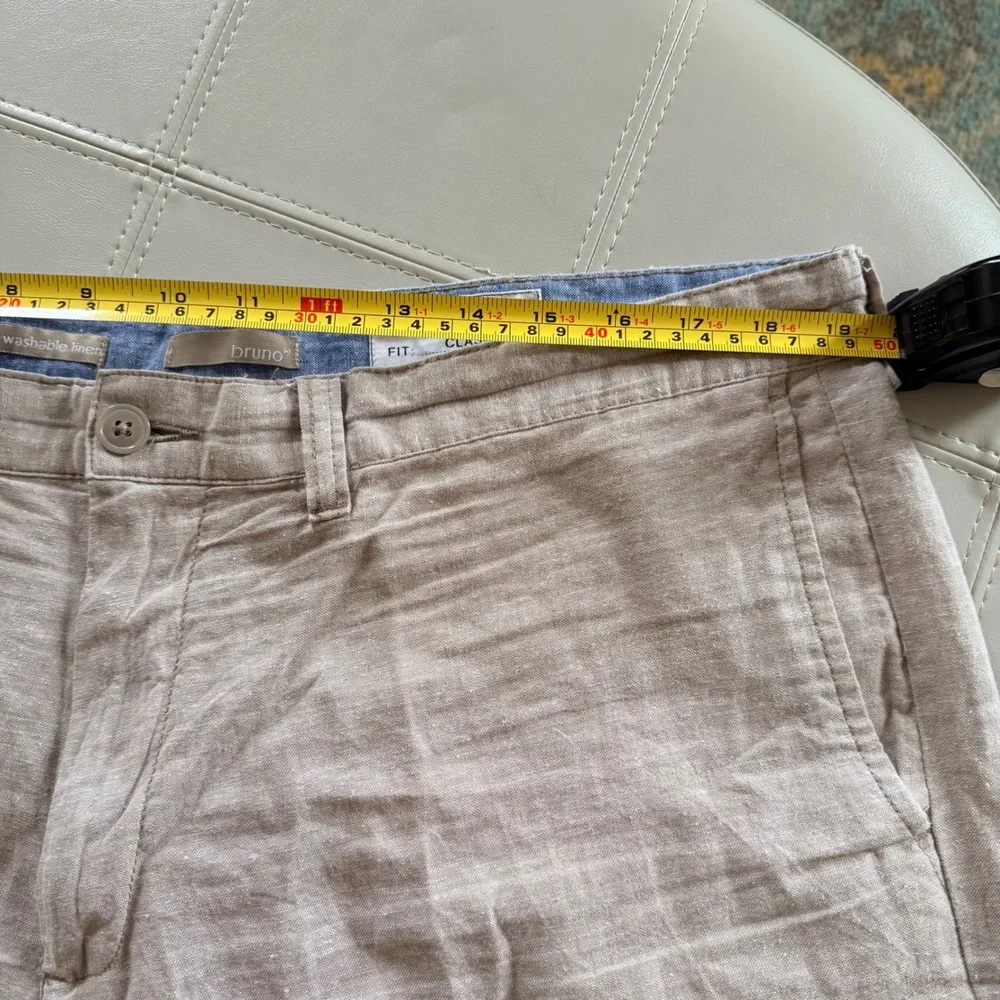Bruno Linen Shorts Mens 38 Tan Classic Fit Washable Summer Beach Coastal Casual